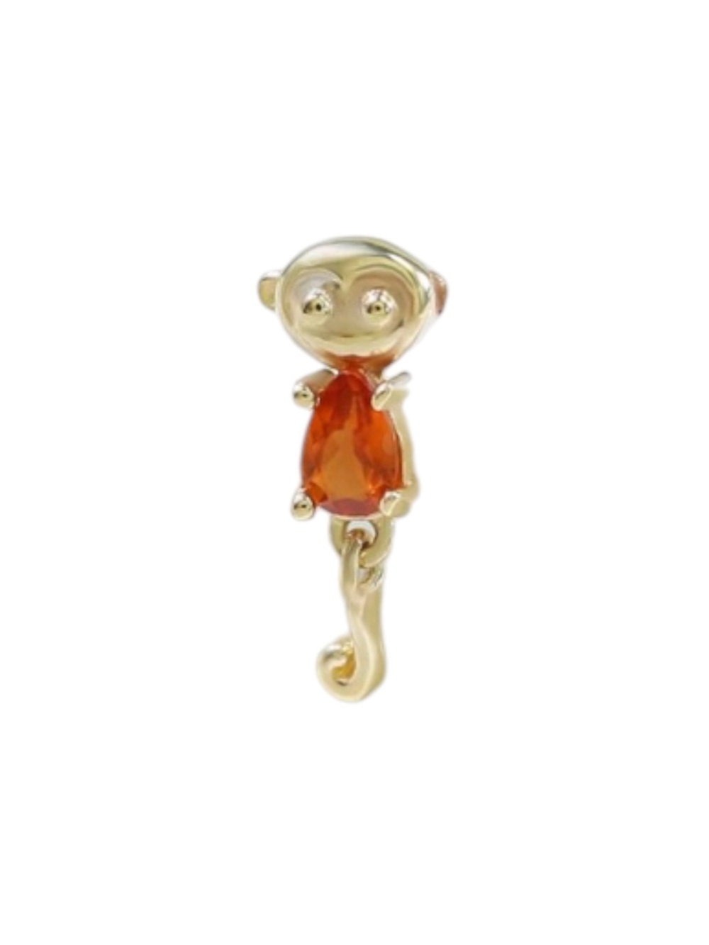 14k Solid Gold Monkey Fanta Orange Garnet